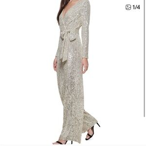 Eliza J Silver Sequin Long Sleeve Dress